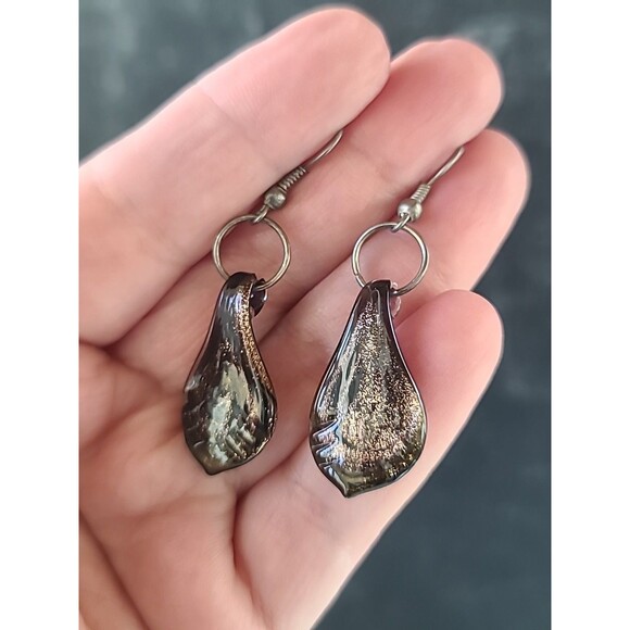 Artisan Brown Glass Dangling Pierced Earrings - Picture 3 of 10